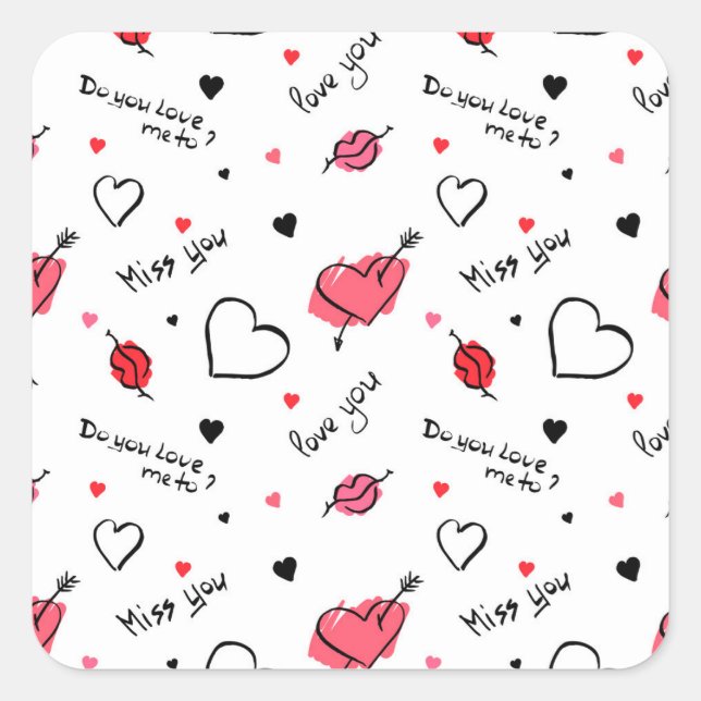 Sticker Carré Valentine's Hearts Arrow sans couture (Devant)