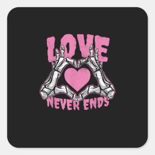Sticker Carré Valentines Jour Coeur Squelette Mains Coeur