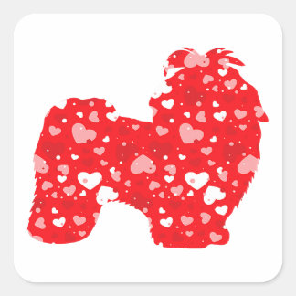 Sticker Carré Valentines Matching | Couple Love Hearts Shih Tzu