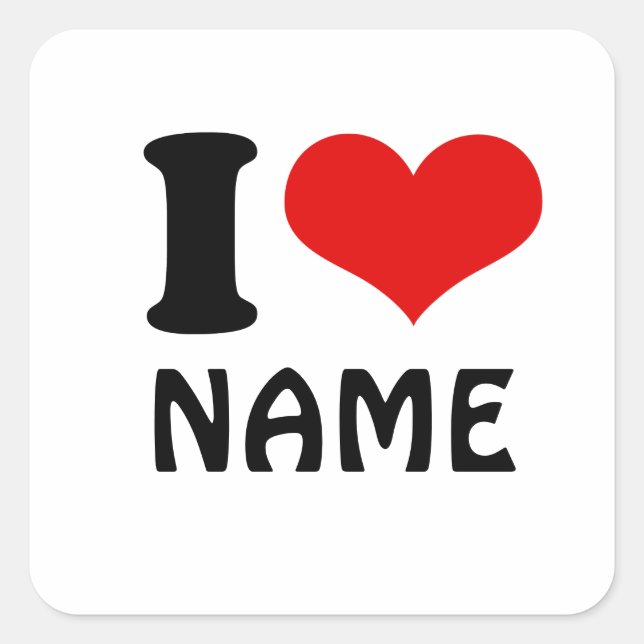 Sticker Carré Valentines personnalisables Jour J'aime Coeur Pers (Devant)