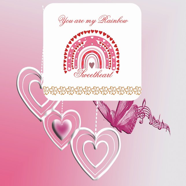 Sticker Carré Valentines romantiques Vous êtes mon amour arc-en- (Romantic Valentines You Are My Rainbow Sweetheart Square Sticker)