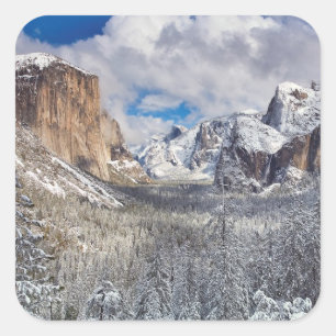 Sticker Carré Vallée de Yosemite à la neige
