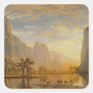 Sticker Carré Vallée du Yosemite (1864) - Albert Bierstadt