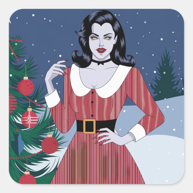 Sticker Carré Vampire femme Noël (Devant)
