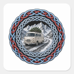 Sticker Carré Van Camper Nœud Celtique d'Hiver
