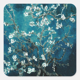 Sticker Carré Van Gogh Almond Blossoms : Turquoise foncé