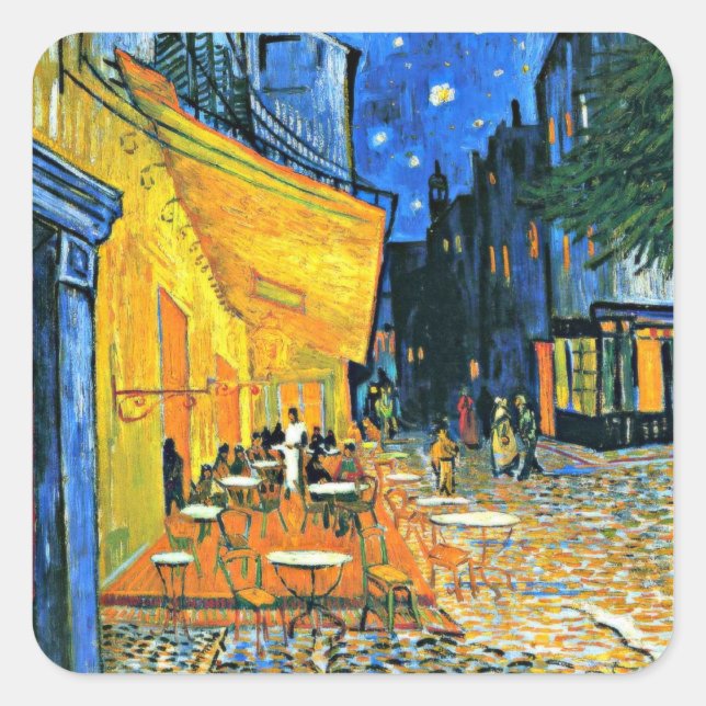Sticker Carré Van Gogh - Café Terrasse, Van Gogh célèbre peintur (Devant)