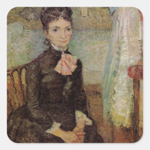 Sticker Carré Van Gogh, Femme assise près d'un berceau, Art vint