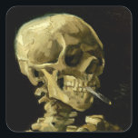 Sticker Carré Van Gogh Fumer du squelette<br><div class="desc">Stickers avec peinture à l’huile de Vincent van Gogh Crâne d’un squelette avec cigarette brûlante (1885-86). Un grand cadeau pour les amateurs de post-impressionnisme et d'art hollandais !</div>
