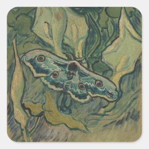Sticker Carré Van Gogh Grand Papillon de Nuit Vintage Art de la