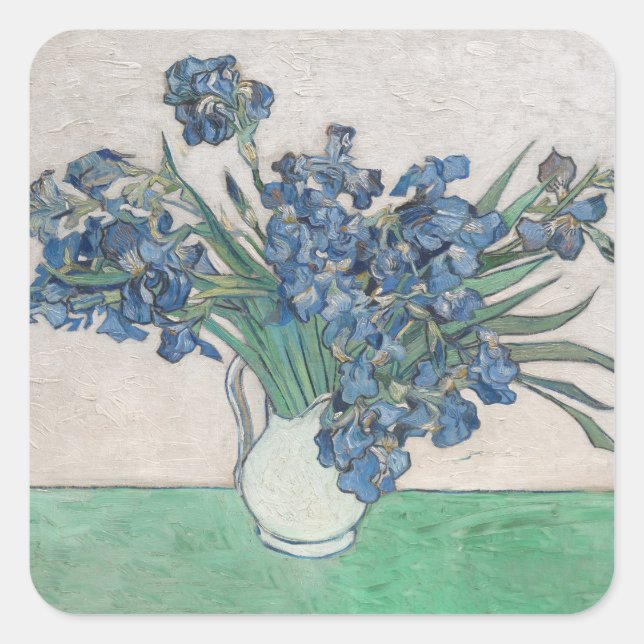 Sticker Carré Van Gogh Iris Vase Peinture Impressionnisme (Devant)