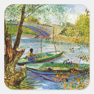 Sticker Carré Van Gogh - La pêche au printemps