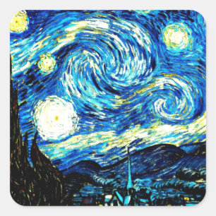 Sticker Carré Van Gogh - Nuit étoilée
