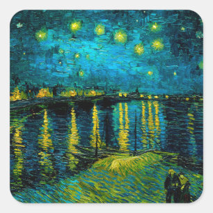 Sticker Carré Van Gogh Nuit étoilée sur le Rhône