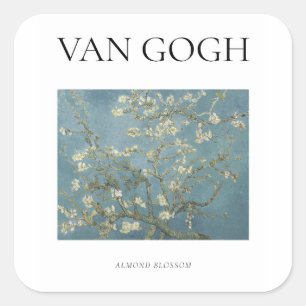 Sticker Carré Van Gogh, peinture célèbre Fleur d'amandier  