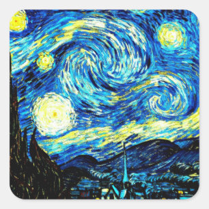 Sticker Carré Van Gogh - Starry Night, célèbre peinture