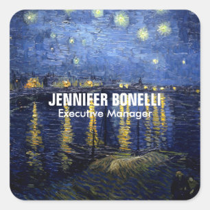 Sticker Carré Van Gogh Starry Night Painting Ajouter Votre Nom