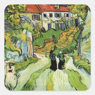 Sticker Carré Van Gogh Village Street et Steps Auvers, Figures