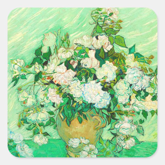 Sticker Carré Van Gogh White Roses (Devant)