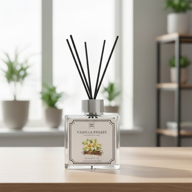 Sticker Carré Vanilla Floral Aroma Diffuser Label (Créateur téléchargé)