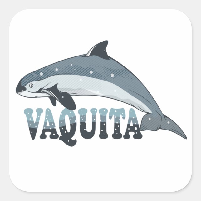 Sticker Carré Vaquita Marsouin Espèces en voie de disparition (Devant)
