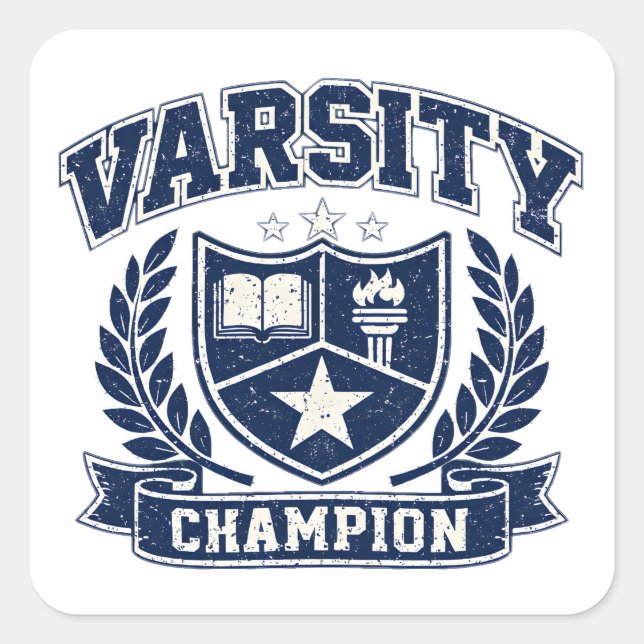Sticker Carré Varsity Champion – College Athletic Trophy (Devant)