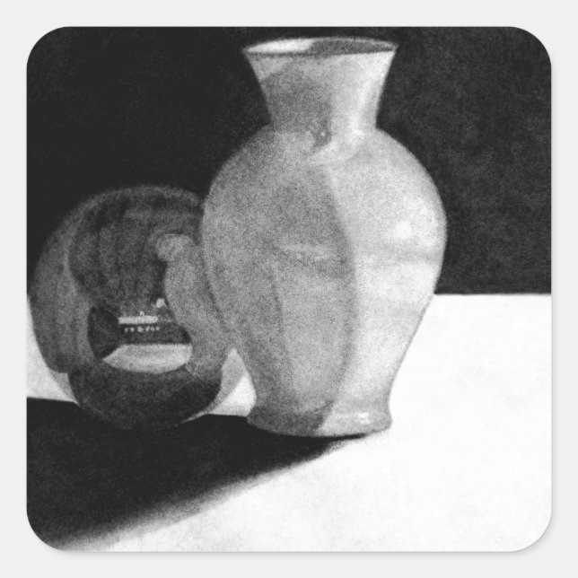 Sticker Carré Vase avec sphère (Devant)
