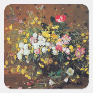 Sticker Carré Vase de fleurs