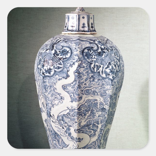 Sticker Carré Vase octogonale 'Mei- P' avec blanc (Devant)