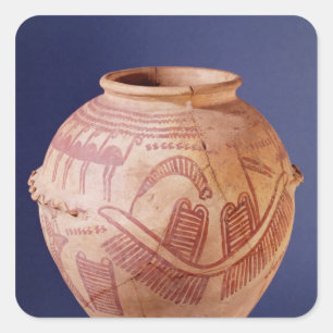 Sticker Carré Vase représentant deux sanctuaires sur une péniche