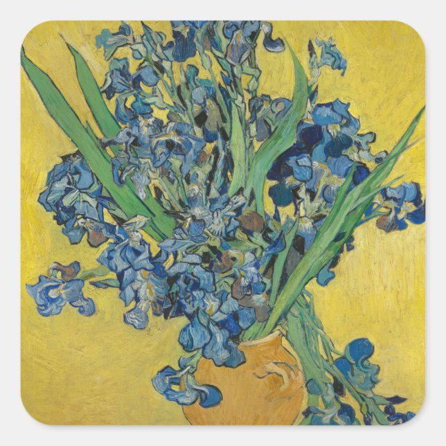 Sticker Carré Vase Van Gogh avec Iris Classic Impressionnisme (Devant)