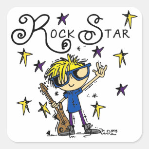 Sticker Carré Vedette du rock blonde de garçon