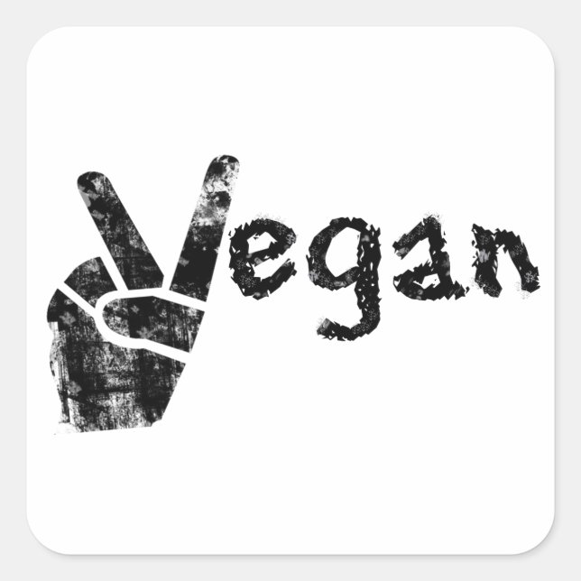 Sticker Carré Vegan avec symbole de paix (Devant)