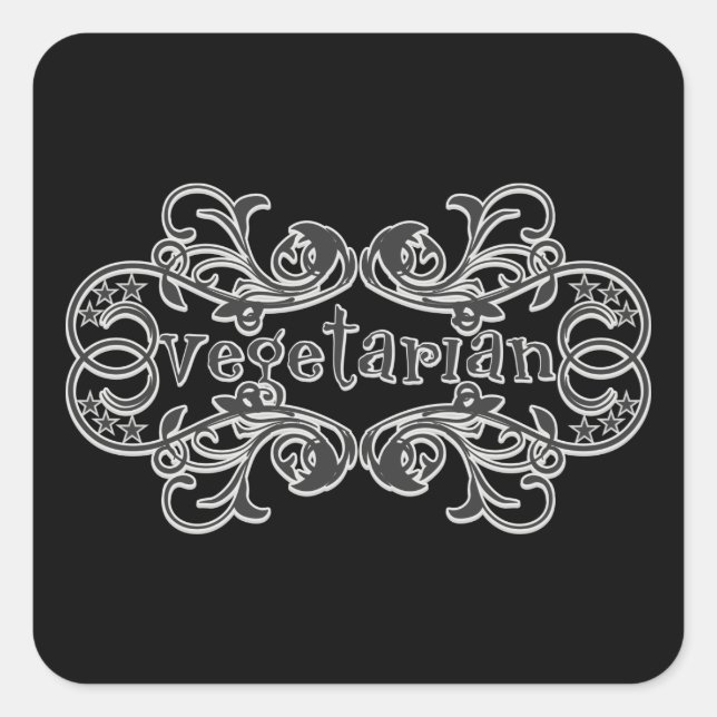 Sticker Carré Végétarien vintage (Devant)