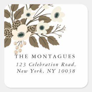 Sticker Carré Végétation botanique de Noël d'hiver