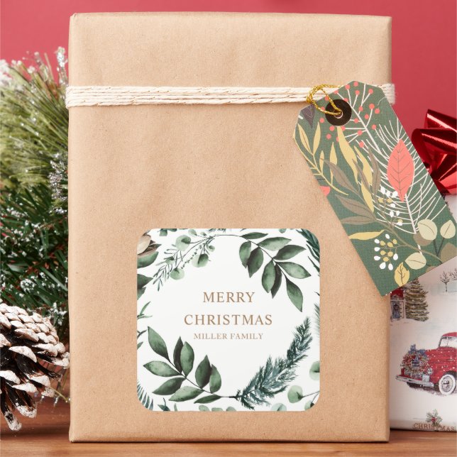 Sticker Carré Végétation d'hiver de fêtes Joyeux Noël (vacances)