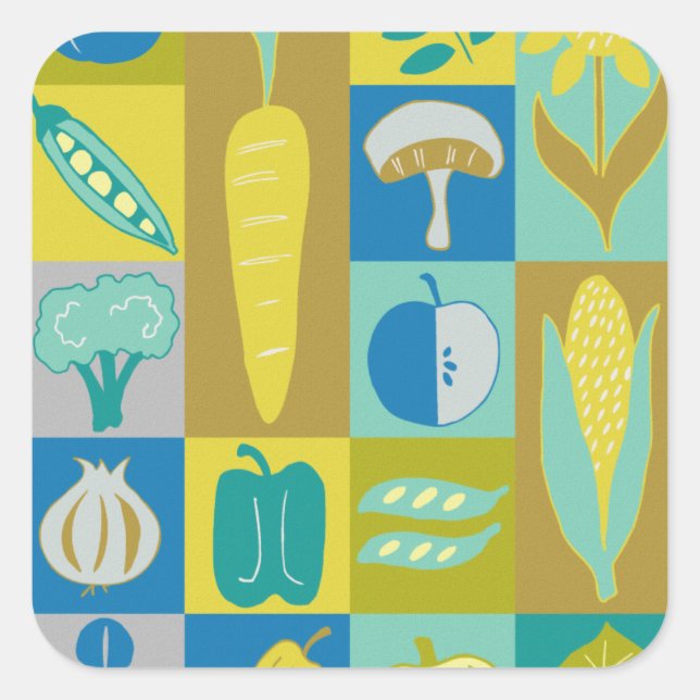 Sticker Carré Veggie Blocks II (Devant)