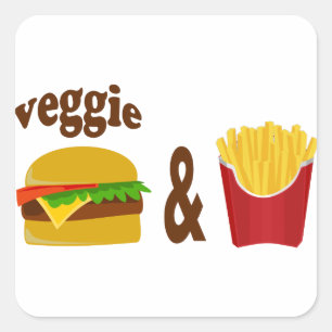 Sticker Carré Veggie Burger et Fries
