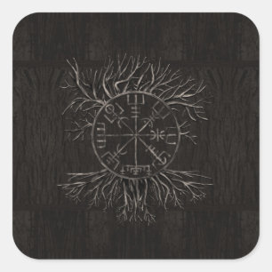 Sticker Carré Vegvisir et arbre de la vie Yggdrasil