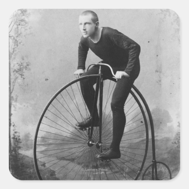 Sticker Carré Vélo avec grande roue avant (Devant)