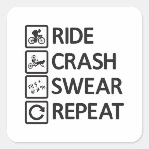 Sticker Carré Vélo de montagne Répéter le don de VTT de descente
