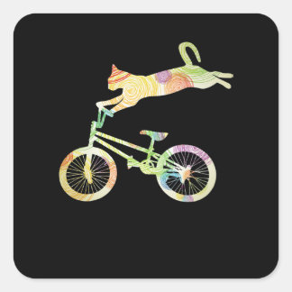 Sticker Carré Vélo vélo de chat - Votre collection de cadeaux