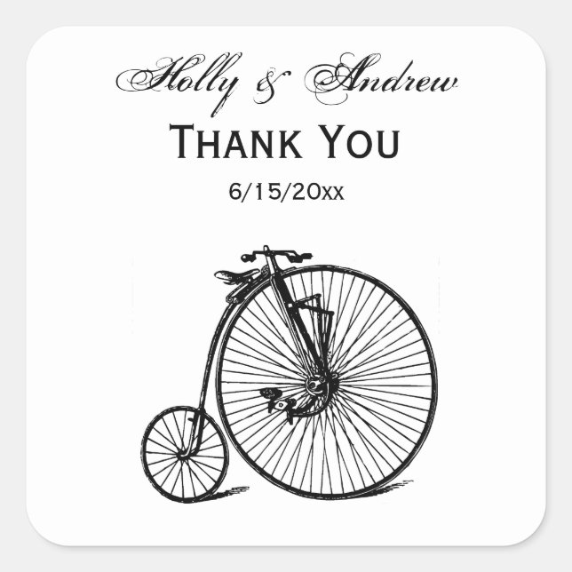 Sticker Carré Vélo Velocipede Penny Farthing vintage (Devant)