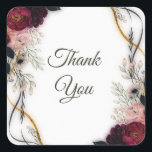 Sticker Carré Velvet Plum Garden Floral Greenery Wedding<br><div class="desc">Matching items available.</div>