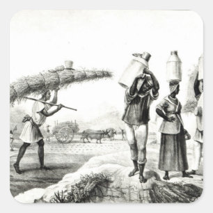 Sticker Carré Vendeurs de lait et de capim