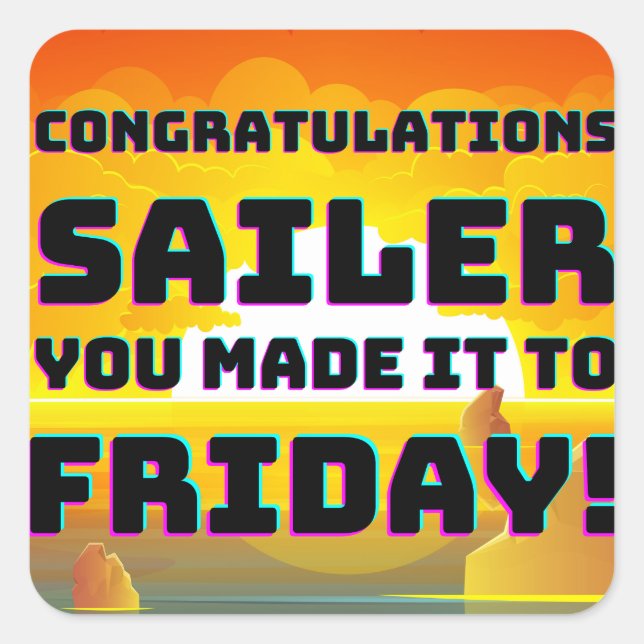 Sticker Carré Vendredi Motivation dire (Devant)