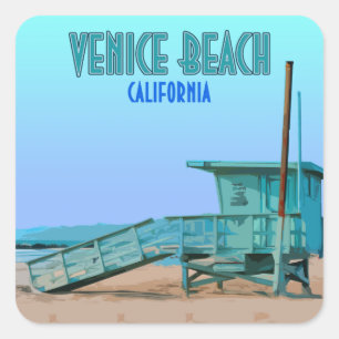 Sticker Carré Venice Beach Californie Vintage