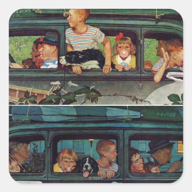Sticker Carré Venir et partir par Norman Rockwell (Devant)