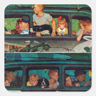 Sticker Carré Venir et partir par Norman Rockwell