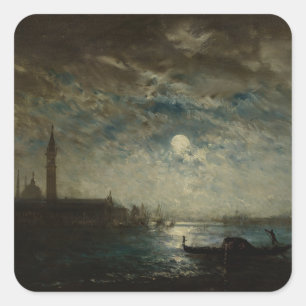 Sticker Carré Venise et le Campanile au Clair de Lune becomes Ve